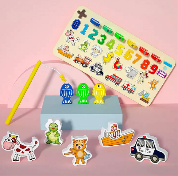4 IN1 Kids Multi-Color Magnetic Fishing Board Game