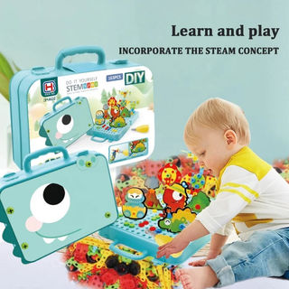 Dino-Themed Creative DIY Puzzle Box – 163-Piece STEM Educational Building Set